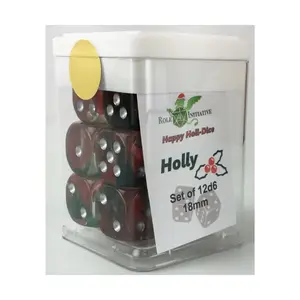 d6 18мм Холли с белым (12), Game Dice - Happy Holi-Dice