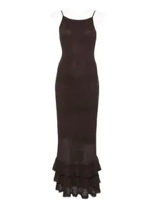 Платье с оборками Bliss STAUD, коричневый