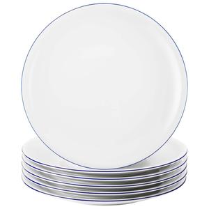 Компактный набор из 6 обеденных тарелок с синей каймой, бело-синий, диаметр 27 см Seltmann Weiden, белый/синий