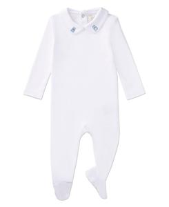 Детский комбинезончик для девочек с воротником в стиле Питера Пэна, вышитым сердечками MeMoi, Winter white