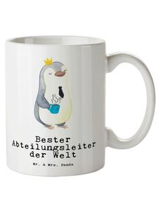 Кружка XL Penguin Лучший руководитель отдела... в белом цвете Mr. & Mrs. Panda