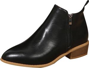 Женские ботильоны Unifizz с низким массивным каблуком, классическим заостренным носком и боковой застежкой-молнией, Black