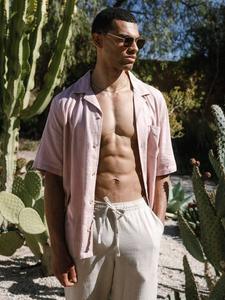 Короткий рукав рубашка из льняной смеси Chelsea Peers, Pink