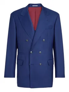 Шерстяной пиджак в полоску Brunello Cucinelli, синий