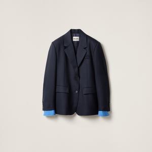 Однобортный жакет из габардина MIU MIU, синий