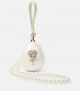 Клатч Egg Micro с декоративными элементами Simone Rocha, Pearl/Pink Multi
