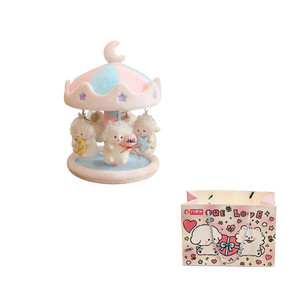 Детский музыкальный вращающийся стенд для кукол "Музыкальная мечта" с пшеничным декором WANTONGLE, dreamy rotating merchandise display stand[random 2 pack sweet lamb charm]