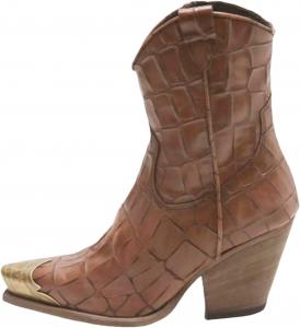 Женские вестерн-казаки keleimusi, с высоким устойчивым каблуком, ковбойские сапоги с металлическим носком, короткие ковбойские сапоги, боковая молния, вестерн-сапоги для женщин, Brauner Stein