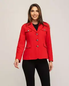 Женская полуприлегающая куртка с отложным воротником и рукавами кроя «портной» Fsh, красный