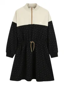 Платье с воротником на молнии и монограммой BOSS Kidswear, черный