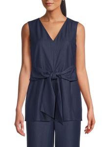 Топ без рукавов с бантом спереди Halston, цвет Dark Wash Denim