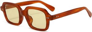 Женские солнцезащитные очки Melrose Retro Rectangle с градиентными линзами Ocean, защита от УФ-излучения UV400; Мужские солнцезащитные очки с заклепками, модель 3942, Amber Tea