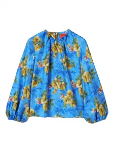 Топ с цветочным принтом и рукавами-фонариками La DoubleJ, синий