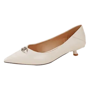 GUDIANFENGDU Тонкие каблуки на шпильке женские бежевые, цвет Beige