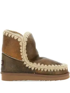Кожаные ботинки с нашивкой-логотипом Mou, коричневый