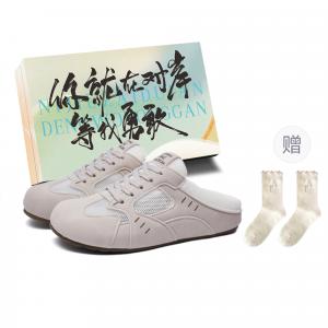 Женские сандалии с закрытым носком, резиновая подошва, устойчивая к запахам и истиранию, противоскользящая JimiXiong, Beige+Box+Gift Socks