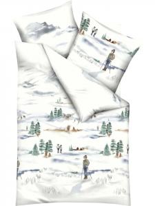 Тонкое фланелевое постельное белье белого и зеленого цветов kaeppel, 135x200 см (80x80 см)