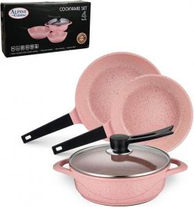 Набор посуды aramco imports inc с мраморным керамическим покрытием, розовый