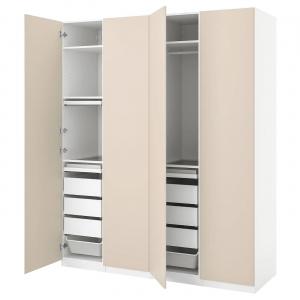 Гардероб PAX/REINSVOLL IKEA, 200x60x236 см, цвет white/grey-beige