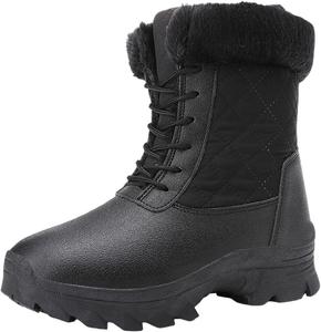 Женские утепленные зимние ботинки с термоподкладкой для улицы, комфортные, противоскользящие, прочные и теплые Generic, Black