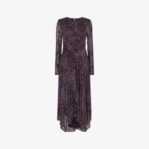 Платье миди из эластичного переработанного полиэстера с перьями и леопардовым принтом Whistles, мультиколор