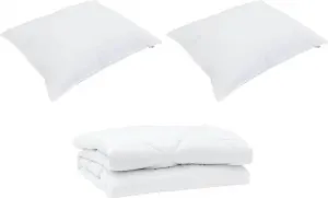 Летнее одеяло с подушкой, 3 шт., белое, микрофибра vidaXL