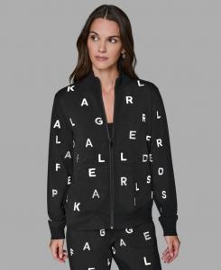 Женская куртка с высоким воротником и застежкой-молнией спереди KARL LAGERFELD PARIS, Black/White