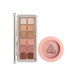 12 цветов монохромные тени и румяна для макияжа, легко растушевываются, естественный тон 9,5 г+5,5 г 3CE, two-piece set: eyeshadow palette #motion frame+blush #mono розовый