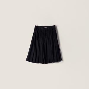 Плиссированная юбка из вощеной замши MIU MIU, темно-синий