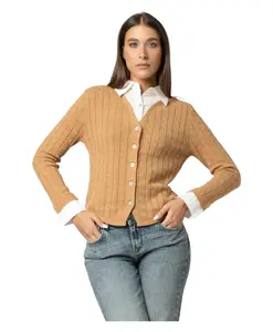 Кардиган размера M/L + рубашка Jakindax Kocca, коричневый