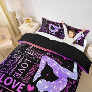 Erosebridal Комплект постельного белья Gymnastics Duvet Cover с фиолетовым силуэтом танцовщицы, мягкий микрофибровый, Multi 02