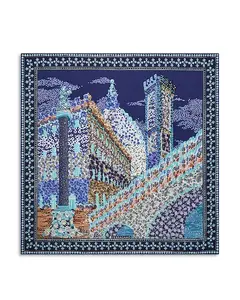 Квадратный шелковый шарф с принтом «Палаццо» Ferragamo, синий