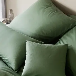 Элегантный комплект постельного белья из трикотажа Мако, вельветовый трикотаж, фисташковый цвет, размер 155х220+40х80 Elegante