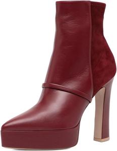 Женские ботильоны XYD с высоким каблуком на платформе, с боковой молнией, заостренным носком и тонким ремешком, ботинки до щиколотки для вечеринок и клубов, Red