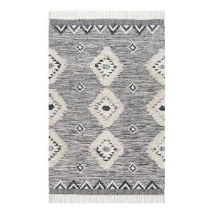 Ковер из марокканской шерсти с бахромой в стиле саванны Nuloom, серый, 229x290 см