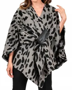 Пончо с V-образным вырезом, серо-черного цвета Scapa