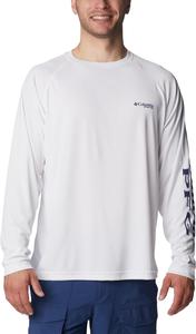 Columbia мужская футболка с длинным рукавом Terminal Tackle PFG Statetriot, White/Nightshade Logo