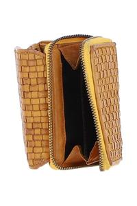 Винтажный плетеный кожаный кошелек на 7 карт Ashwood Leather, желтый