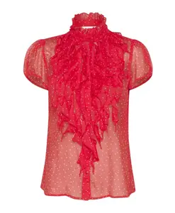 Рубашка с оборками, цвет малиновый конфетный Saint Tropez, белый