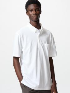 Рубашка-Поло airism kanoko на пуговицах Uniqlo, белый