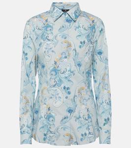 Рубашка из хлопковой смеси с принтом Etro, Print On Pale Blue