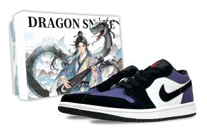 Jordan Кроссовки Air 1 Reverse Black Purple Anti Slip Wear Resistant Low Top Vintage баскетбольные unisex фиолетовые