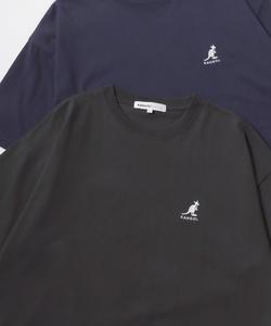 Футболка хлопковая с коротким рукавом, увеличенного кроя, с вышитым логотипом KANGOL, однотонная