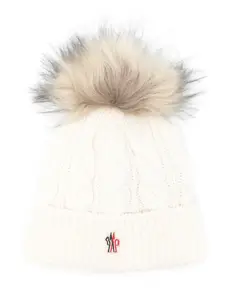 Шапка бини с помпоном Moncler Grenoble, белый