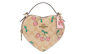 COACH Холщовая сумка с кожаной аппликацией в виде сердца маленький размер женская сумка через плечо