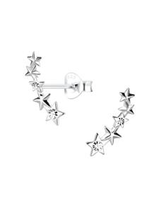 Alexander York Серьги-гвоздики STAR ROW с кристаллами из серебра 925 пробы, комплект из 2 штук