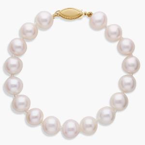 Браслет из пресноводного культивированного жемчуга 6,5 дюйма из желтого золота 14 карат (8,0-8,5 мм) Blue Nile