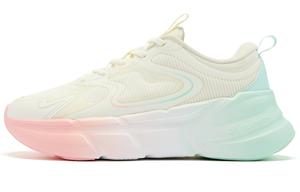 Амортизирующие противоскользящие износостойкие дышащие низкие кроссовки для бега женские Ivory Bubble Green QIAODAN, White Green