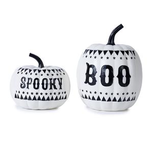 Фигурка тыквы Melrose International Spooky and Boo Pumpkin, 2 штуки, белый / черный