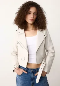 Куртка из искусственной кожи с поясом Stradivarius, White